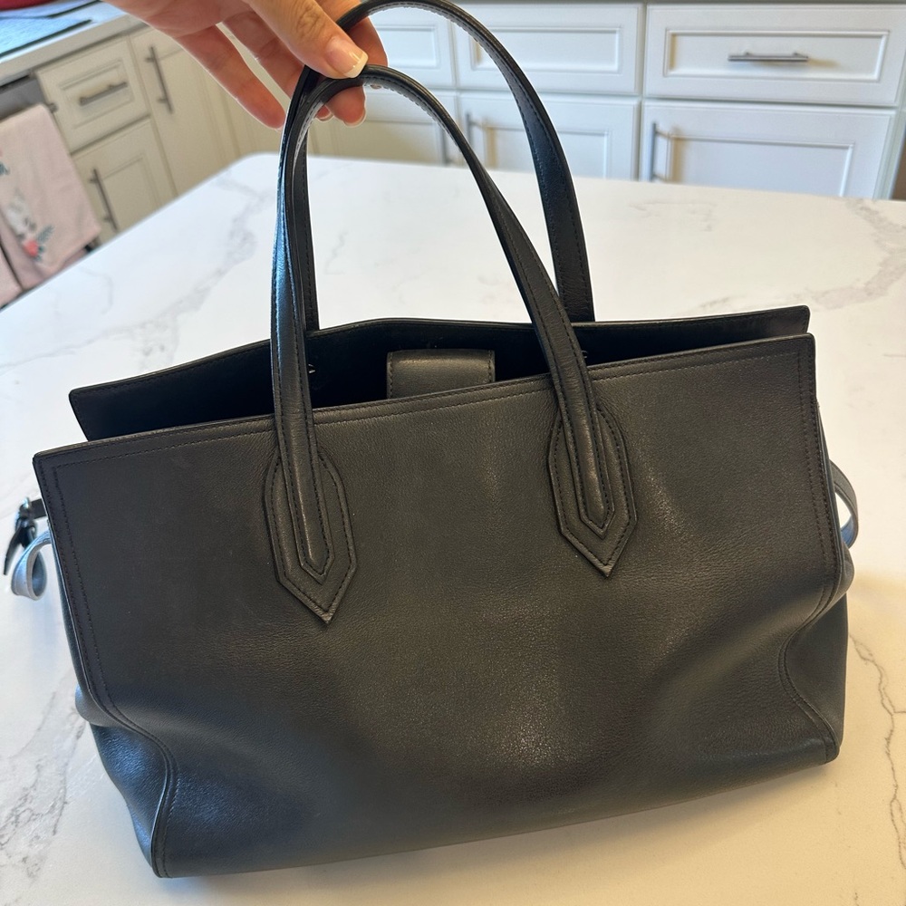 YSL Black Leather Tote Bag